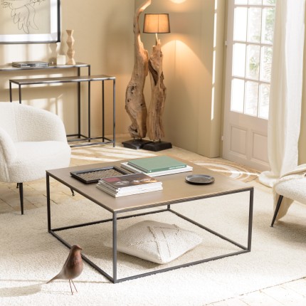 JOHAN Square Coffee Table 90x90cm - Gold and Black Aluminum