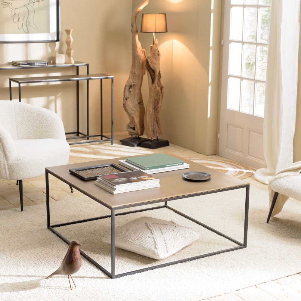 JOHAN Square Coffee Table 90x90cm - Gold and Black Aluminum JOHAN Square Coffee Table 90x90cm - Gold and Black Aluminum
