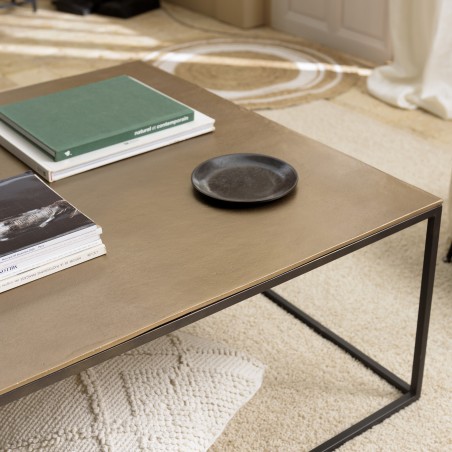JOHAN Square Coffee Table 90x90cm - Gold and Black Aluminum