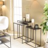 JOHAN - Set of 3 Rectangular Nesting Tables | Black Aluminum Metal Legs
