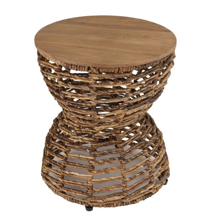 SIXTINE Openwork Stool with Recycled Teak Seat - Multifunctional and Stylish
