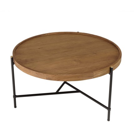 Table basse ronde SIXTINE en bois de teck recyclé