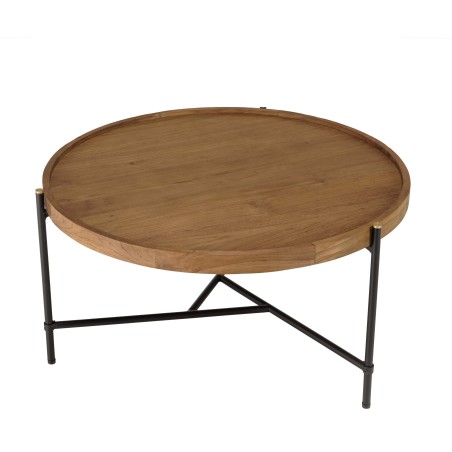 Table basse ronde SIXTINE en bois de teck recyclé