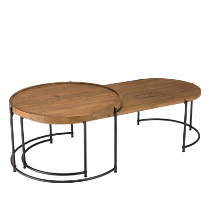 SIXTINE - Set of 2 Oval and Round Coffee Tables