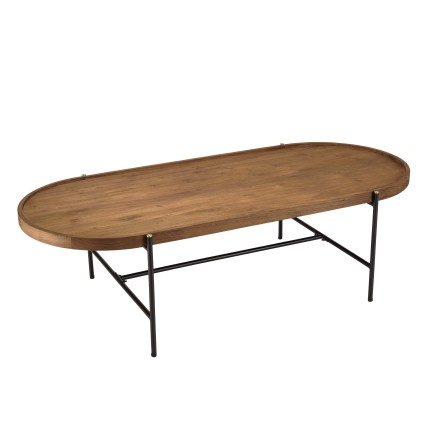 SIXTINE Oval Coffee Table 140x63cm - Recycled Teak Wood Top