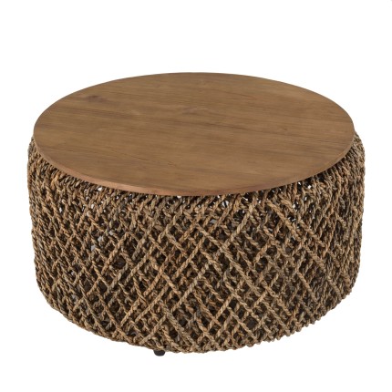 SIXTINE - Round Coffee Table 70x70cm in Coconut Fibre Weave