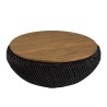 Table basse ronde SIXTINE en rotin noir 80x80cm