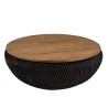 Table basse ronde SIXTINE en rotin noir 100x100cm