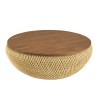 SIXTINE Round Coffee Table 100x100cm in Beige Rattan | Natural and Functional