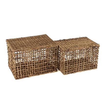 SIXTINE - Set of 2 Natural Storage Baskets | Rectangular Weave