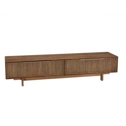 Sixtine TV Stand with 2 Drawers | Recycled Teak Wood & Natural Weave