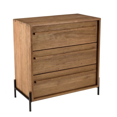 SIXTINE - Recycled Teak Wood Chest of Drawers with 3 Drawers