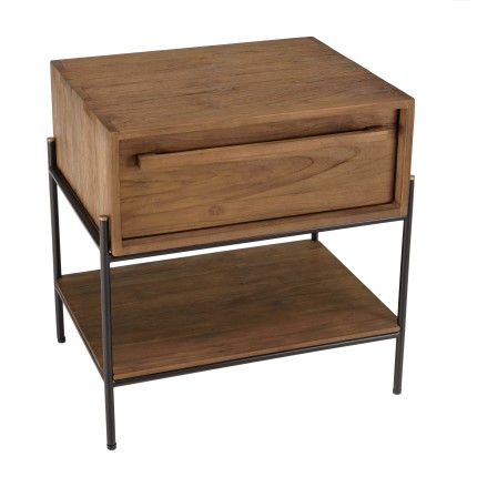 SIXTINE Bedside Table - Recycled Teak Wood - 1 Niche