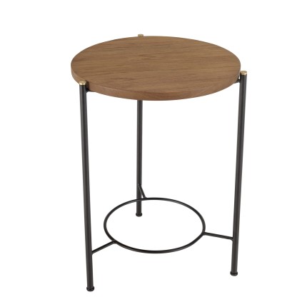 SIXTINE Round Side Table - Recycled Teak and Steel