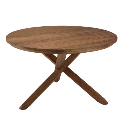 Table à manger ronde SIXTINE en bois de teck recyclé