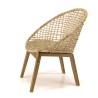 SIXTINE Beige Armchair with Rounded Backrest and Woven Abaca Seat