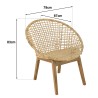 SIXTINE Beige Armchair with Rounded Backrest and Woven Abaca Seat