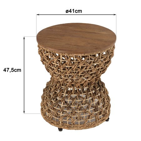 Tabouret SIXTINE en bois de teck recyclé