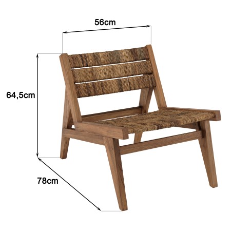 Fauteuil lounge SIXTINE en bois de teck recyclé