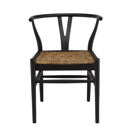 SIXTINE Black Recycled Teak Chair - Trendy Rounded Backrest