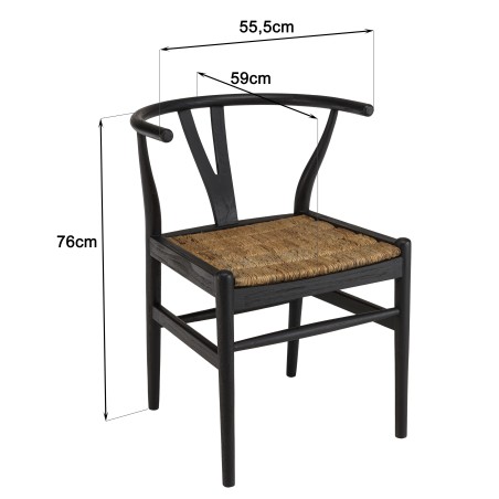 Chaise noire en bois de teck recyclé SIXTINE
