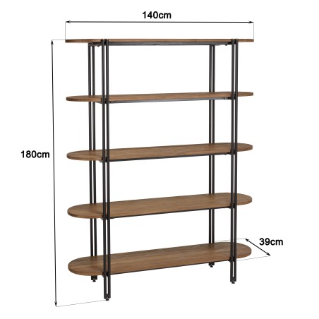 SIXTINE - 5-Shelf Open Space Shelf Unit in Recycled Teak