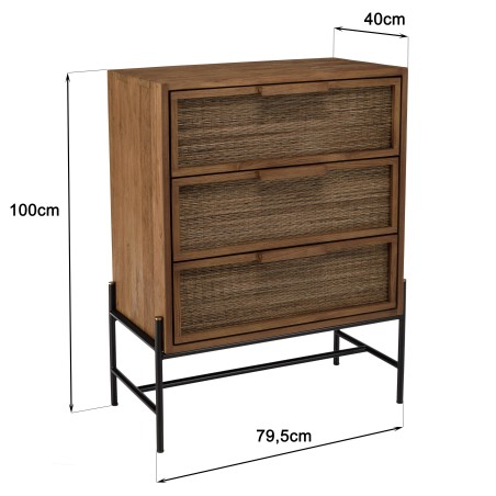Sixtine 3-Drawer Chest in Recycled Teak Wood
