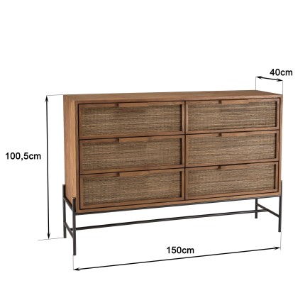 Commode SIXTINE en bois de teck recyclé