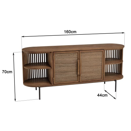 SIXTINE Rounded Sideboard in Recycled Teak Wood - 2 Doors