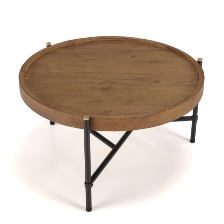 Table basse ronde SIXTINE en teck recyclé 58x58cm