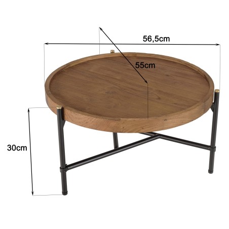 SIXTINE Round Coffee Table 58x58cm - Recycled Teak Top