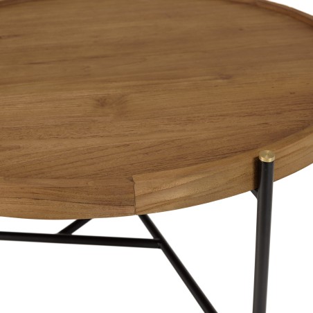 SIXTINE Round Coffee Table 78x78cm - Recycled Teak Top