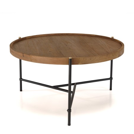 SIXTINE Round Coffee Table 78x78cm - Recycled Teak Top