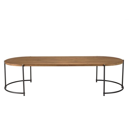 SIXTINE Oval Coffee Table 163x63cm - Recycled Teak Wood Top