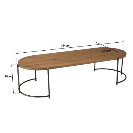 Table basse ovale SIXTINE en bois de teck recyclé