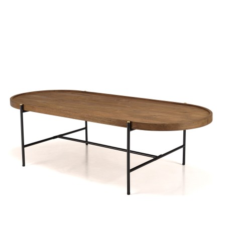 SIXTINE Oval Coffee Table 140x63cm - Recycled Teak Wood Top