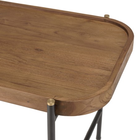 SIXTINE Oval Coffee Table 85x43cm - Recycled Teak Wood Top