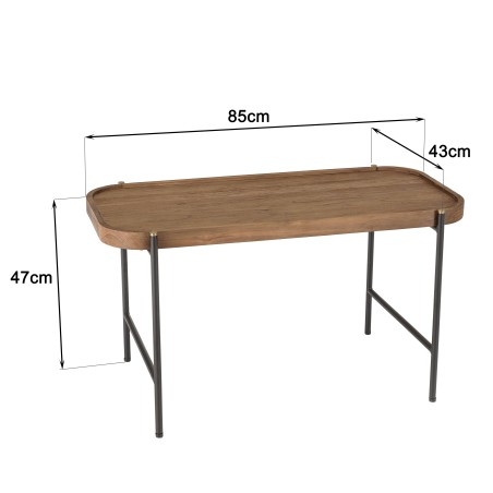 SIXTINE Oval Coffee Table 85x43cm - Recycled Teak Wood Top