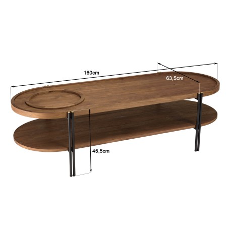 SIXTINE Oval Coffee Table with 2 Levels