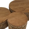 Set de 3 tables basses rondes en tissage de cocotier