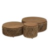 Set de 3 tables basses rondes en tissage de cocotier