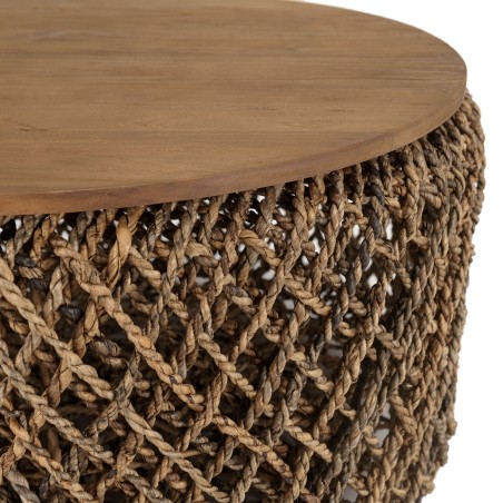 SIXTINE - Round Coffee Table 70x70cm in Coconut Fibre Weave