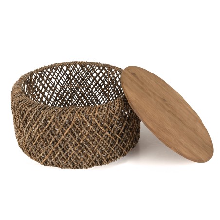 Table basse ronde SIXTINE 70x70cm en fibre de cocotier