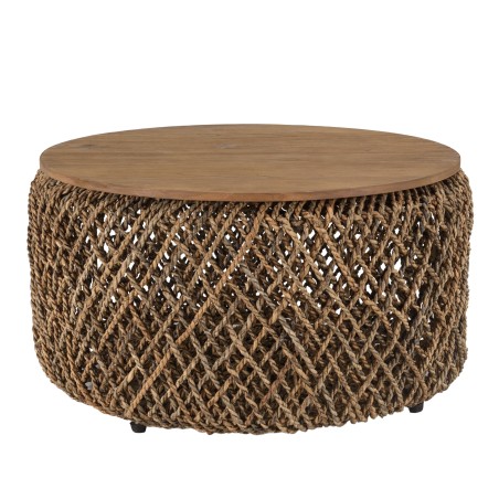 SIXTINE - Round Coffee Table 70x70cm in Coconut Fibre Weave