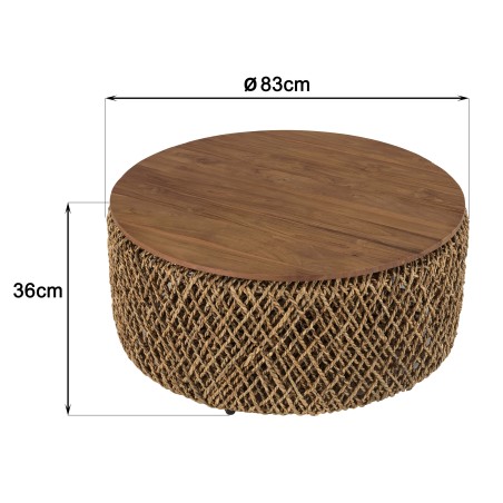 Table basse ronde SIXTINE en coco 85x85cm