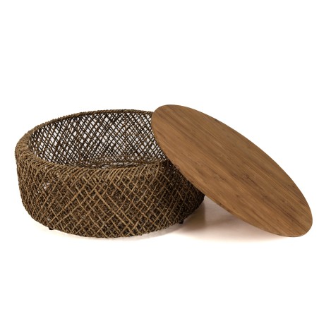Table basse ronde SIXTINE en fibre de cocotier