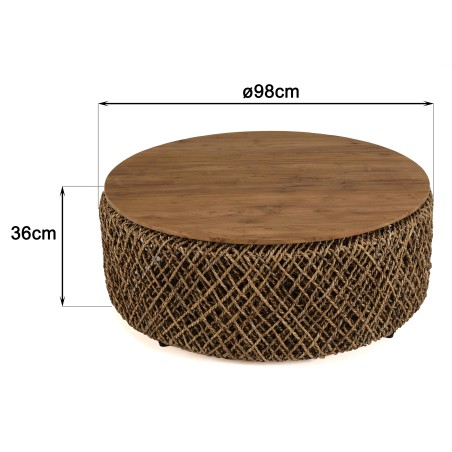 Table basse ronde SIXTINE en fibre de cocotier