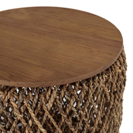 Table d'appoint ronde SIXTINE 50x50cm en fibre de cocotier