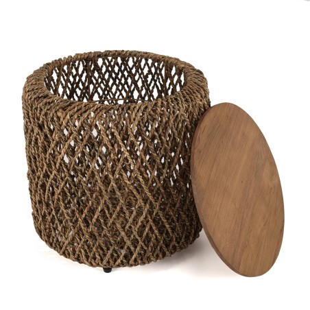 Table d'appoint ronde SIXTINE 50x50cm en fibre de cocotier
