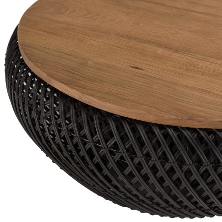 SIXTINE Round Coffee Table 65x65cm - Black Rattan